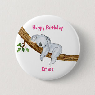 Little Koala Happy Birthday Button