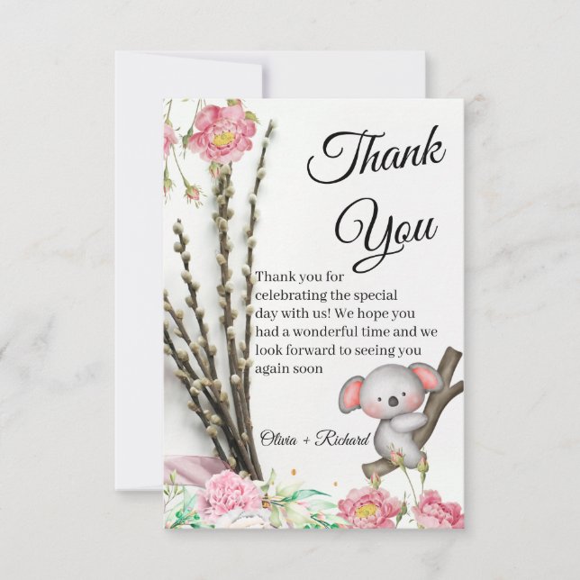 Little Koala Wedding Thank You Card for Guests All Dankeskarte (Vorderseite)