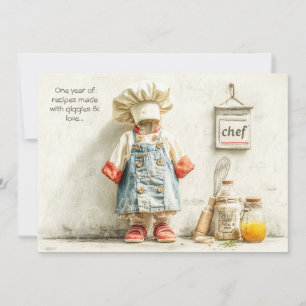 Little Koch Girl - 1. Geburtstag Kochspass Einladung