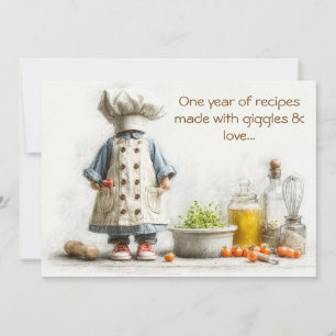 Little Koch Girl - 1. Geburtstag Kochspass Einladung