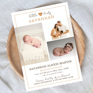 Little Lady Baby Girl Foto Collage Birth Ankündigung
