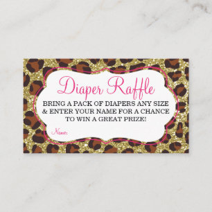 Little Lady Diaper Raffle Ticket, Cheetah, Pink Begleitkarte