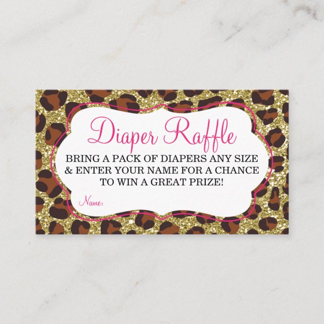 Little Lady Diaper Raffle Ticket, Cheetah, Pink Begleitkarte (Vorderseite)