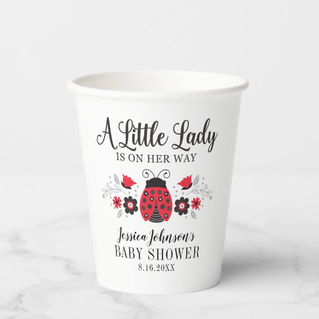Little Lady Ladybug Girl Babydusche Pappbecher (Vorderseite)