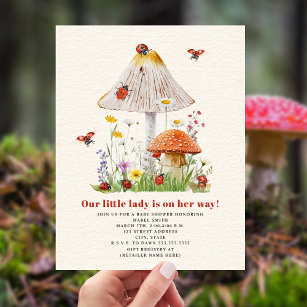 Little Lady Ladybug Mushroom Blume Babydusche Einladung