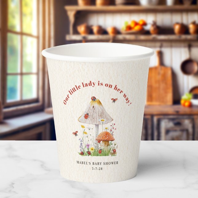 Little Lady Ladybug Mushroom Blume Babydusche Pappbecher (Von Creator hochgeladen)