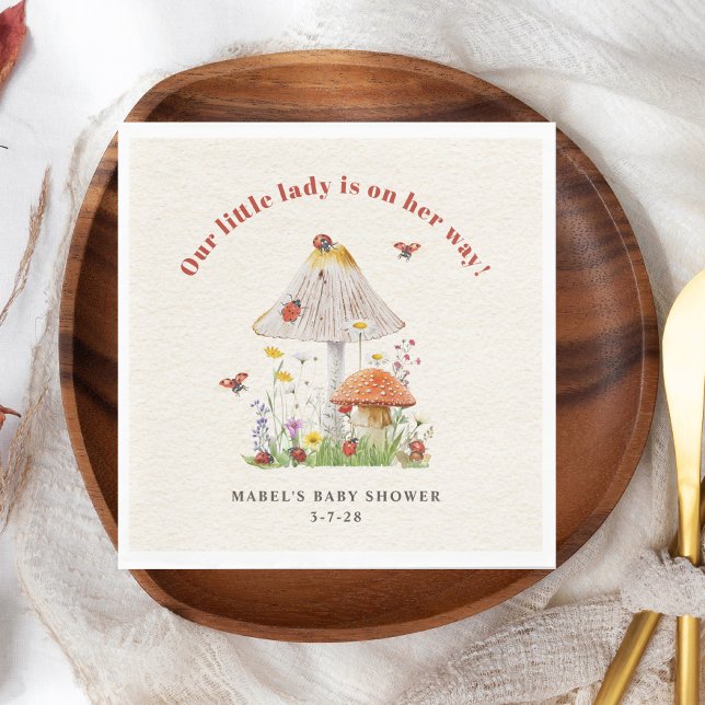 Little Lady Ladybug Mushroom Blume Babydusche Serviette (Von Creator hochgeladen)