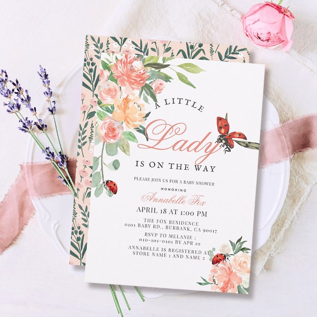 Little Lady Ladybug Rose Girl Baby Dusche Einladung (Von Creator hochgeladen)