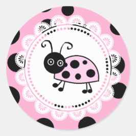 Little Lady Pink Ladybug Runder Aufkleber
