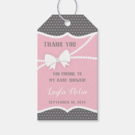 Little Lady Vielen Dank Tag, Gefallen, Rosa, Grau Geschenkanhänger