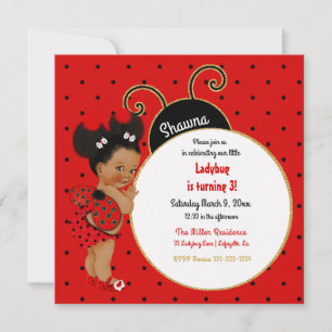 Little Ladybug Afrikanisches Mädchen Red Black Einladung