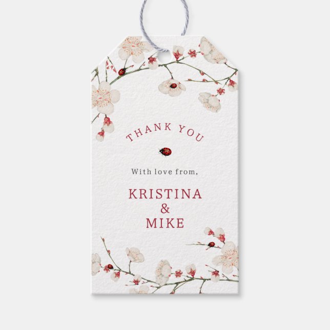 Little Ladybug Babydusche Vielen Dank für Ihre Unt Geschenkanhänger (Vorderseite)