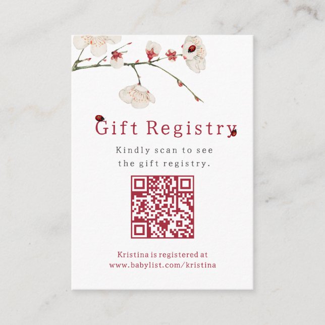 Little Ladybug Elegant Geschenksregisterdusche Begleitkarte (Vorderseite)