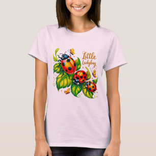 Little Ladybug farbiges Insektenrosa Design T-Shirt