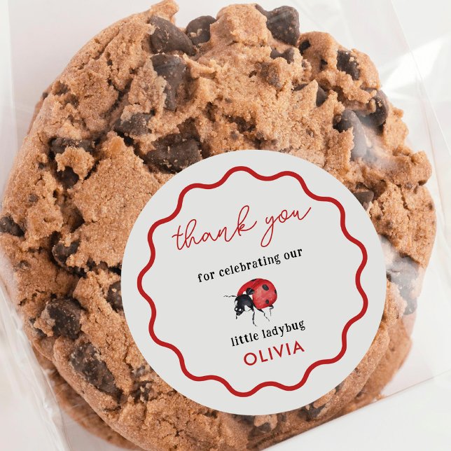 Little Ladybug Geburtstagsparty Danke Runder Aufkleber (Von Creator hochgeladen)