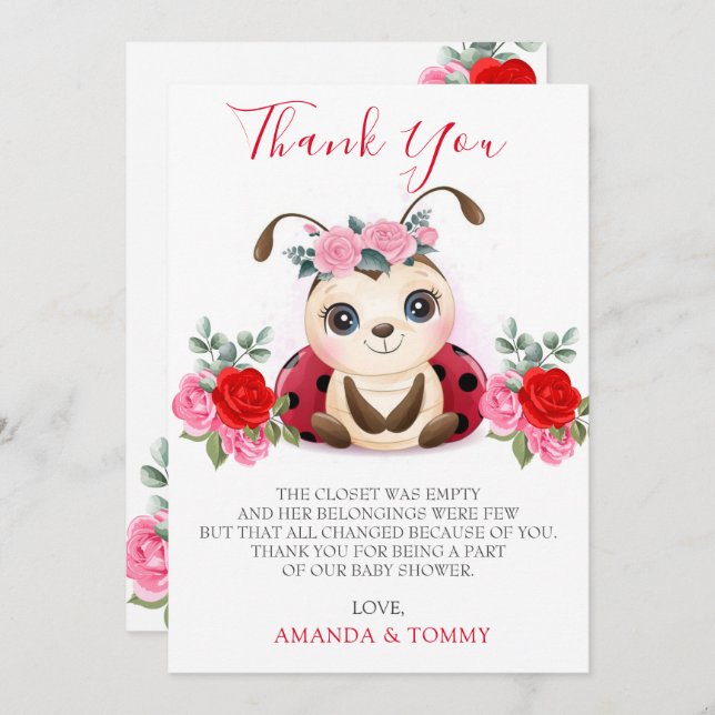 Little Ladybug Girl Babydusche Danke (Vorne/Hinten)