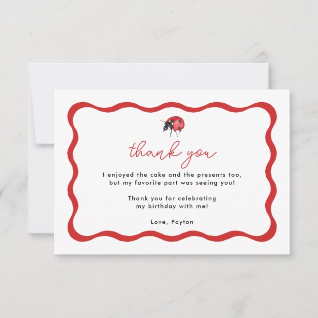 Little Ladybug Girl Geburtstagsparty Danke (Vorderseite)