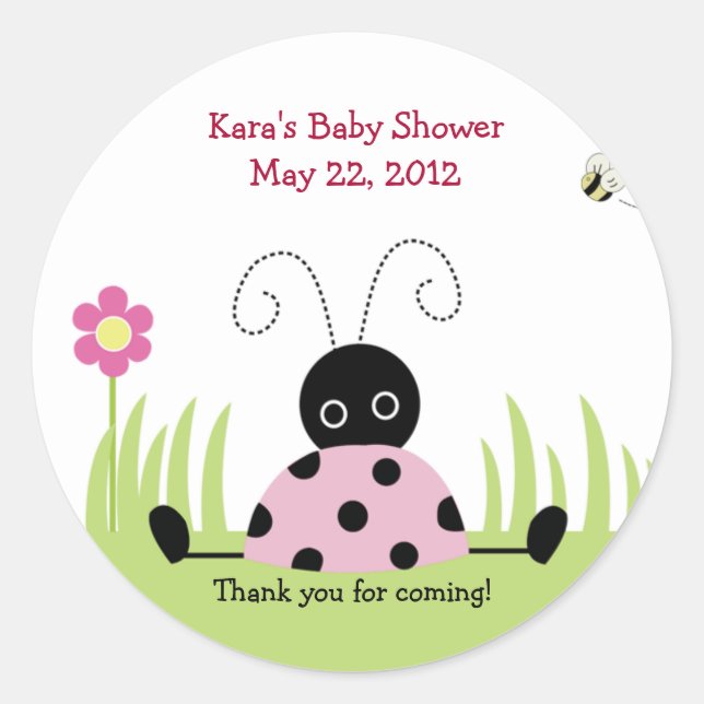 Little Ladybug (pink) Baby Shower Fevor Sticker (Vorderseite)
