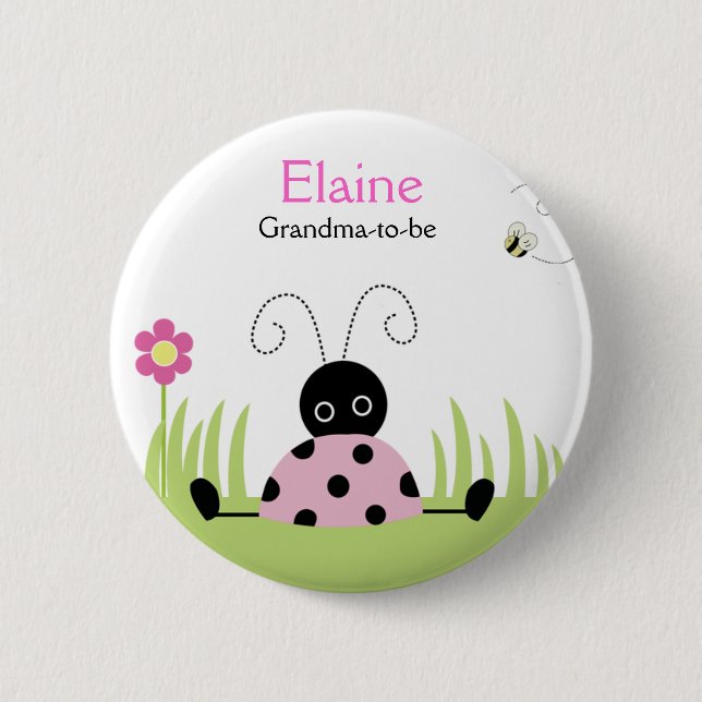 Little Ladybug Pink NAME TAG Personalisierte Taste Button (Vorderseite)