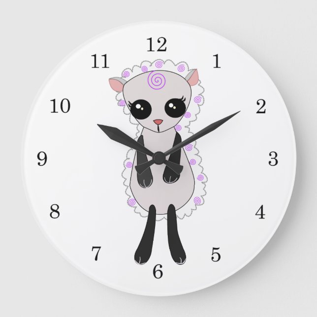 Little Lamb Große Wanduhr (Vorderseite)