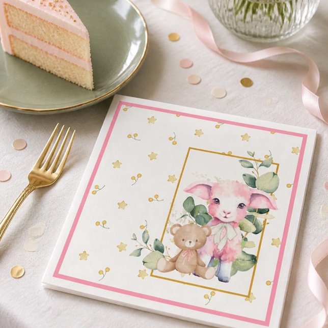Little Lamb | Rosa Babydusche Napkin Serviette (Von Creator hochgeladen)