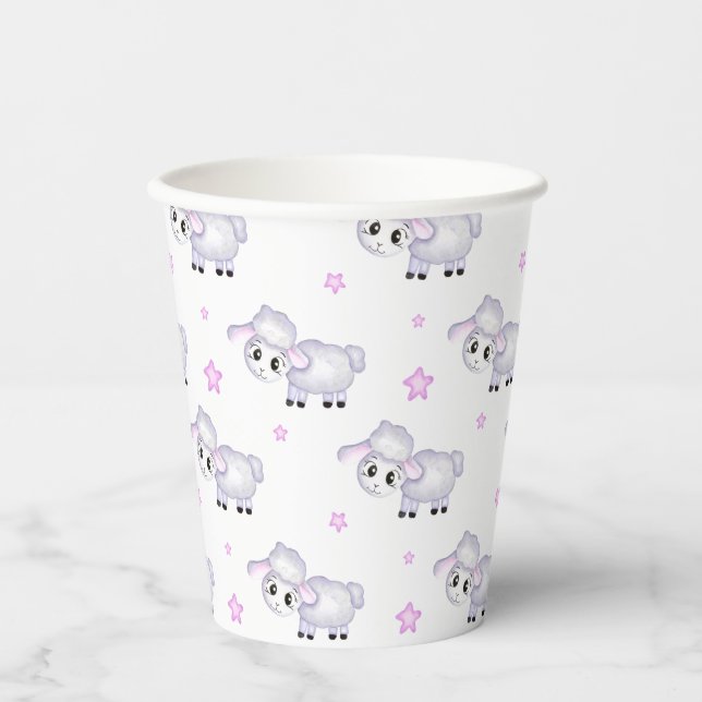 Little Lamb Sheep Baby Dusche positiv Pappbecher (Vorderseite)