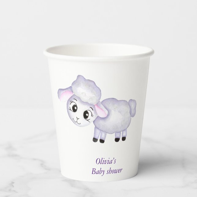Little Lamb Sheep Baby Dusche positiv Pappbecher (Rückseite)
