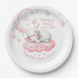 Little Lamb Twinkle Twinkle Pink Girl Babydusche Pappteller