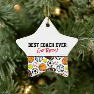 Little League Sports Best Coach Ever Star Fun Keramik Ornament