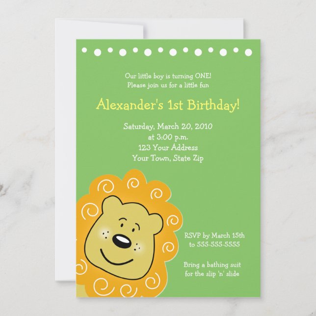 Little Leo Lion BIRTHDAY Einladung 5 x 7 (Vorderseite)