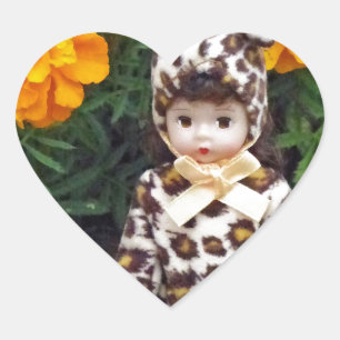 Little Leopard Girl Herz-Aufkleber