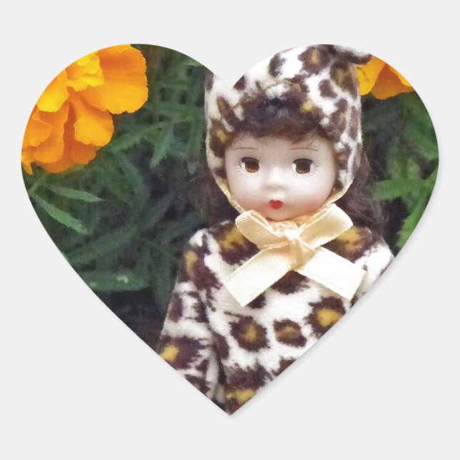 Little Leopard Girl Herz-Aufkleber (Vorderseite)