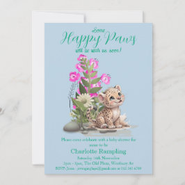 Little Leopard on Pale Aqua Baby Shower Einladung