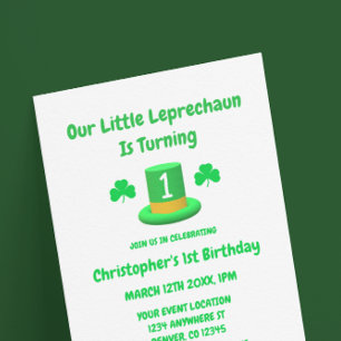 Little Leprechaun 1. Geburtstag Einladung