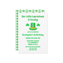 Little Leprechaun 1. Geburtstag Einladung