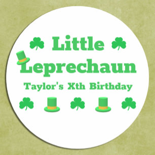 Little Leprechaun Birthday Runder Aufkleber