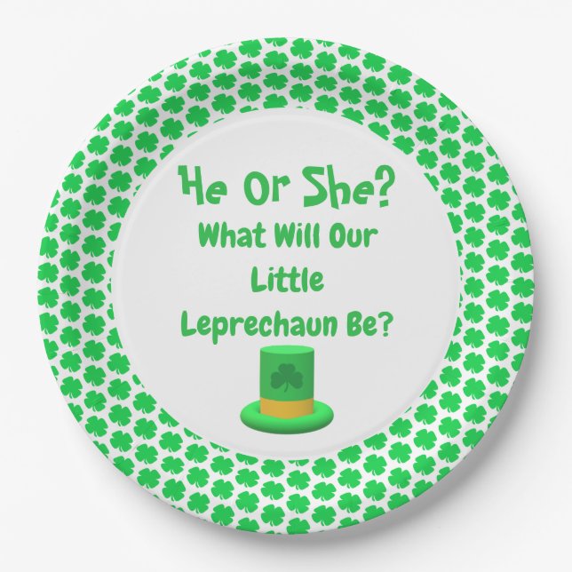 Little Leprechaun Gender Reveal Paper Plate Pappteller (Vorderseite)