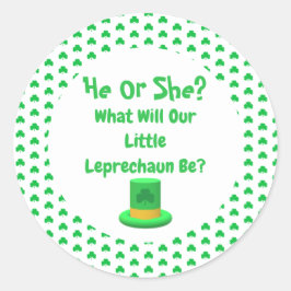 Little Leprechaun Gender Reveal Runder Aufkleber