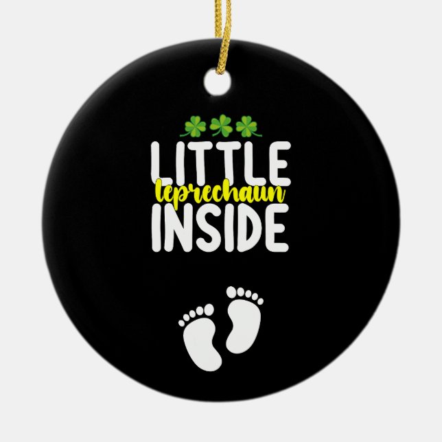 Little Leprechaun Inside Schwangerschaft Schwanger Keramik Ornament (Vorne)