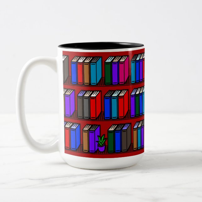 Little Library Book Shelves Red Zweifarbige Tasse (Links)