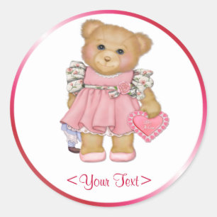 Little Liebe Teddy - Text anpassen Runder Aufkleber