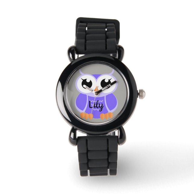 "Little Lila Owl" Armbanduhr (Vorderseite)
