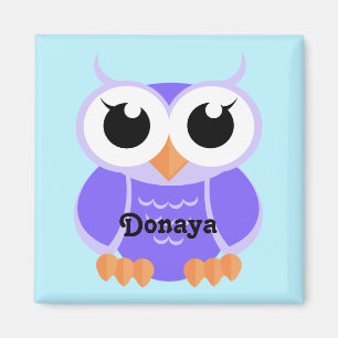 "Little Lila Owl" - personalisiert Magnet