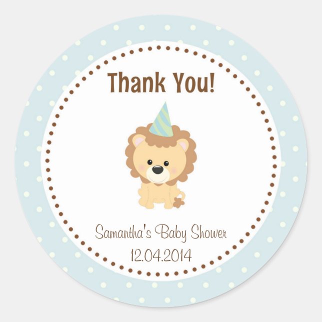 Little Lion Baby Shower Sticker Blau (Vorderseite)