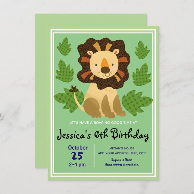 Little Lion Birthday Party Einladungen (Vorne/Hinten)