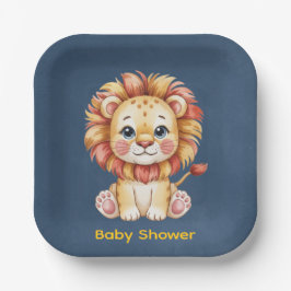 Little Lion Boy Baby Shower Pappteller