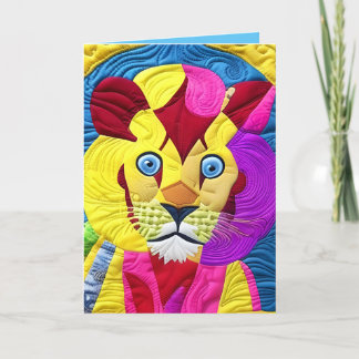 Little Lion Cub quilt like Design Geburtstagskarte Dankeskarte