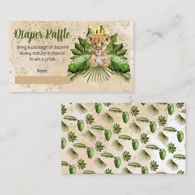 Little Lion Cub Tropical Baby Dusche Windel Raffel Begleitkarte (Vorne/Hinten)