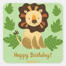Little Lion Individuelle Name Birthday Party Quadratischer Aufkleber