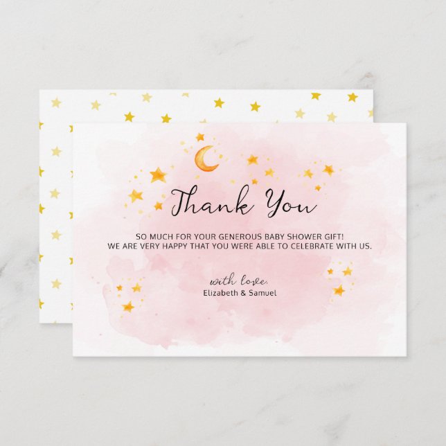 Little Lion It a Girl Watercolor Danke-Card Dankeskarte (Vorne/Hinten)